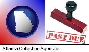 a past-due stamp used by a bill collection agency in Atlanta, GA