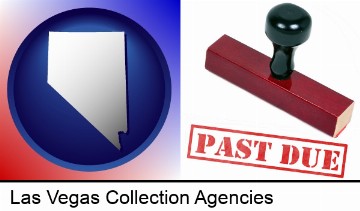 a past-due stamp used by a bill collection agency in Las Vegas, NV