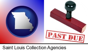 a past-due stamp used by a bill collection agency in Saint Louis, MO