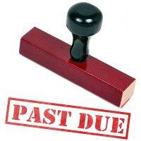 a past-due stamp used by a bill collection agency